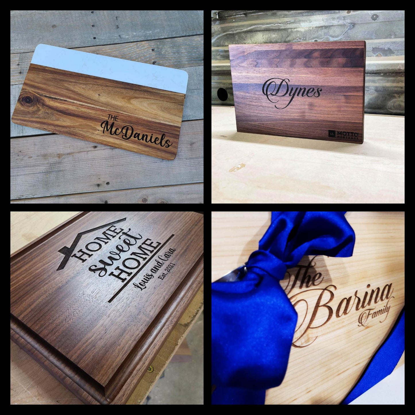 Split Letter with Name -  Laser Engraved Cutting Board