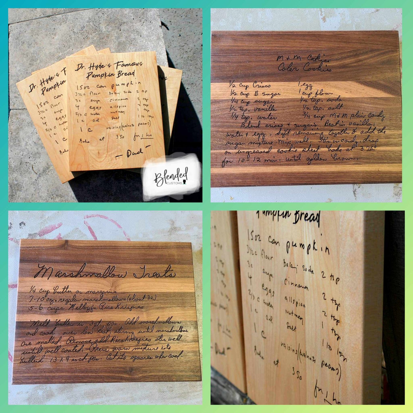 Custom Handwriting  Laser Engraved Cutting Board