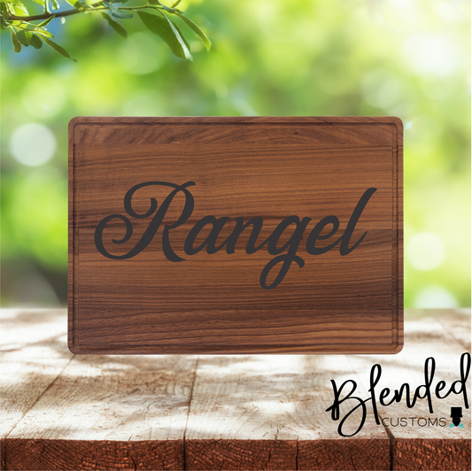 Custom Text  Laser Engraved Cutting Board