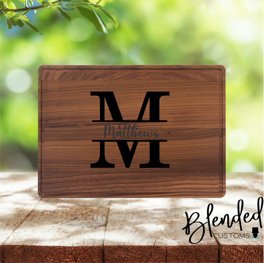 Split Letter with Name -  Laser Engraved Cutting Board