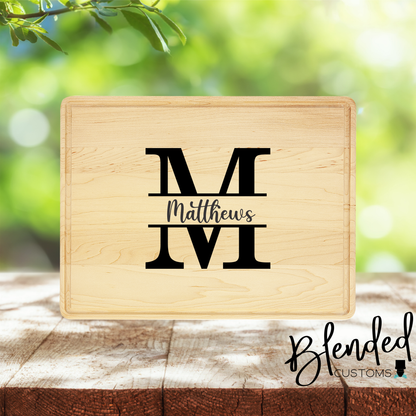 Split Letter with Name -  Laser Engraved Cutting Board